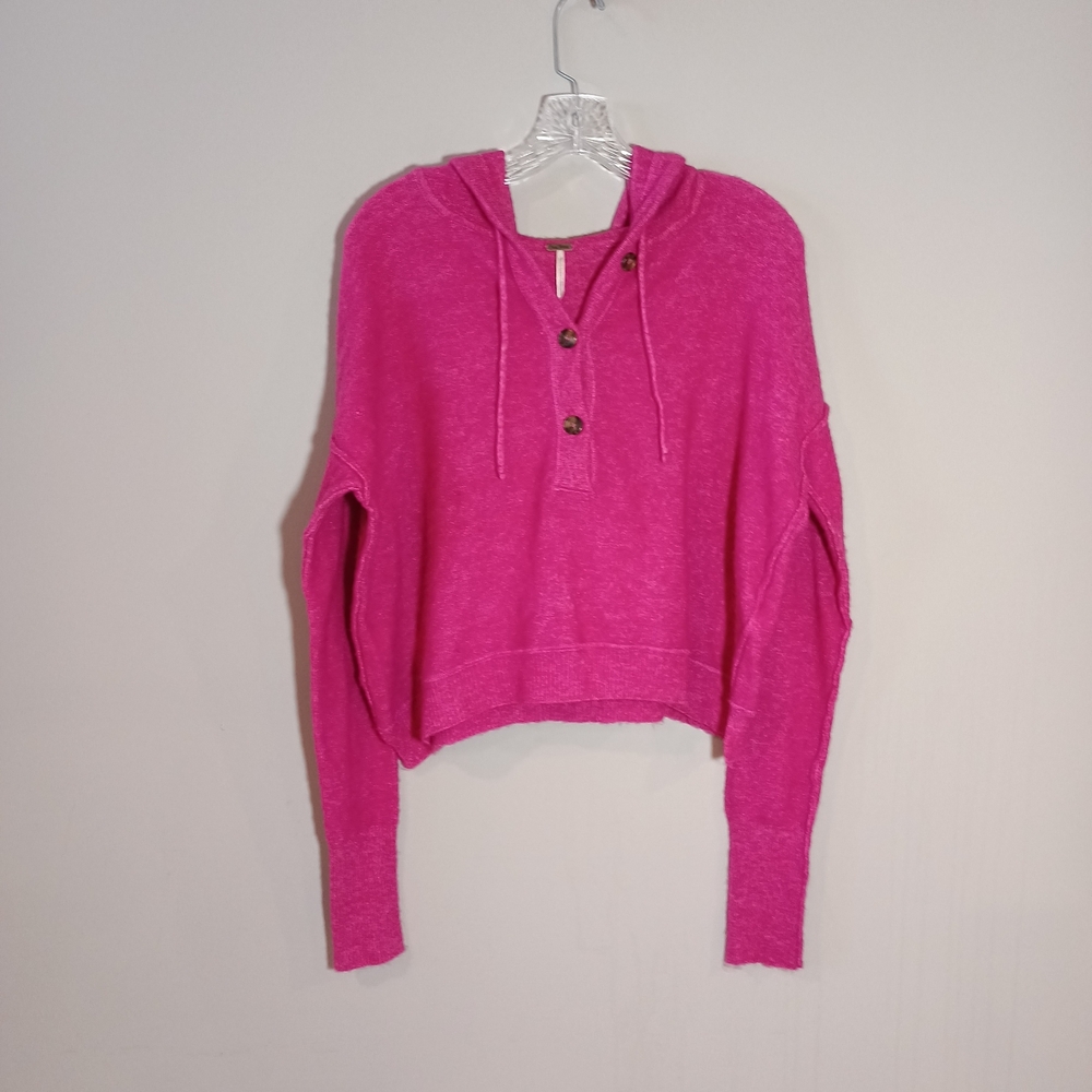 Free People Praline Cozy Henley Oversized Sweater Size XS Pink Alpca Wool